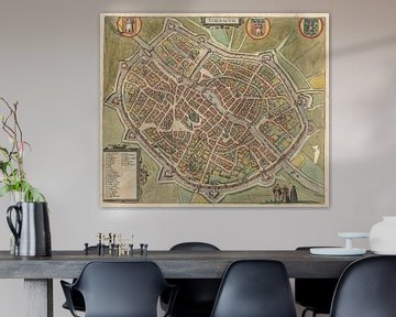 Oude kaart van de stad Doornik van omstreeks 1588.