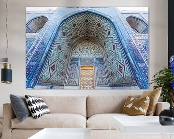 Met mosasïek versierde medressa moskee in het Registan in Samarkand, Oezbekistan - Centraal Azie van WorldWidePhotoWeb