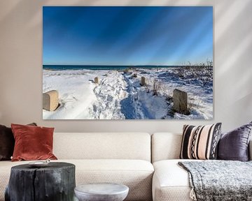 Winter: Dünen, Schnee am Strand in Juliusruh auf Rügen