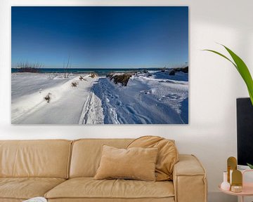 Oostzee, besneeuwde duinen op het strand in Juliusruh, Rügen van GH Foto & Artdesign