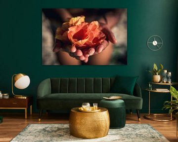 Flowers in hand - French Polynesia travel photography photo print by Freya Broos