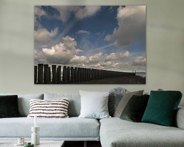 Groyne with clouds by Edwin van Amstel