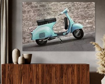 Vieux scooter turquoise sur David Potter