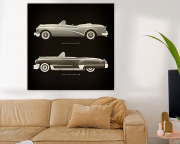 Buick Skylark Cabriolet 1956 en Cadillac Deville Cabriolet 1948 van Jan Keteleer