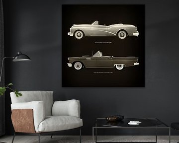 Buick Skylark Cabriolet 1956 en Ford Thunderbird Cabriolet 1957 van Jan Keteleer