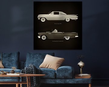 Chevrolet Impala 1959 en Ford Thunderbird Cabriolet 1957