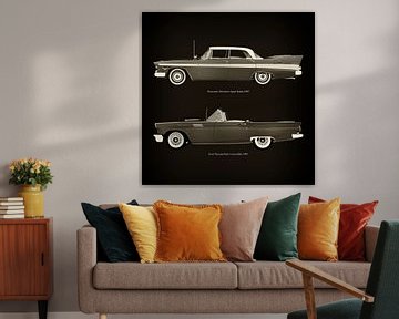 Plymouth Belvedere Sport Sedan 1957 en Ford Thunderbird Cabriolet 1957 van Jan Keteleer