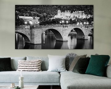Le château de Heidelberg en noir et blanc
