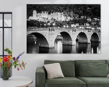 Le château de Heidelberg en noir et blanc