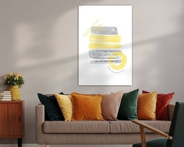 Waterverf Vormen Nr. 1 Illuminating Yellow & Ultimate Grey van Melanie Viola