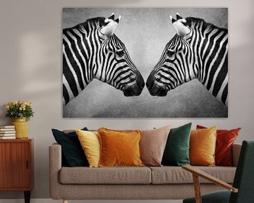 Portret Zebra in zwart-wit