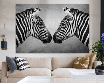 Portret Zebra in zwart-wit van Marjolein van Middelkoop
