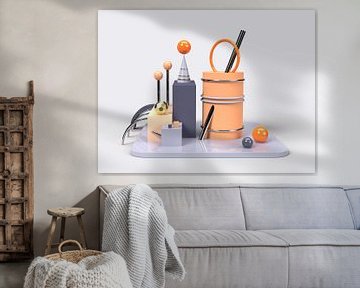 3D Abstract Art Blue Orange 1 by shoott photography