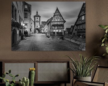 Rothenburg ob der Tauber in black and white