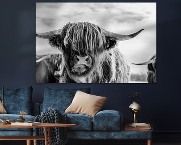 Portret van Schotse hooglander in zwart wit van KB Design & Photography (Karen Brouwer)