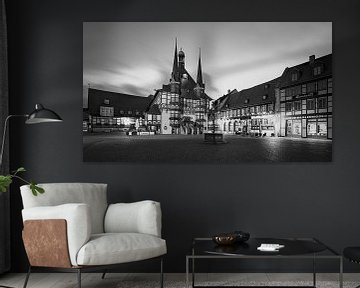 La mairie de Wernigerode en noir et blanc