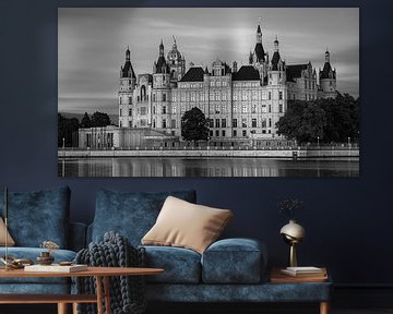 Le château de Schwerin en noir et blanc