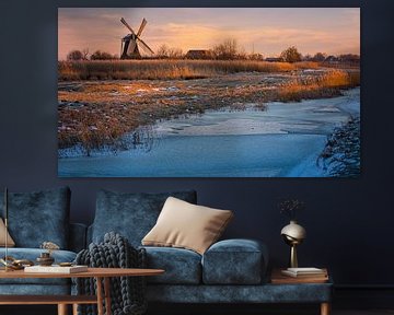 Winter zonsopkomst bij de Noordermolen van Henk Meijer Photography