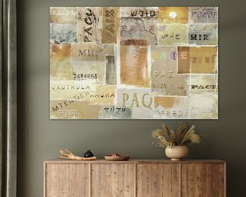 Peace in all languages, shades of ochre by Rietje Bulthuis