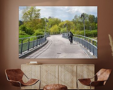 Hängebrücke über den Fluss Elbe zum Herrenkrugpark in Magdeburg von Heiko Kueverling