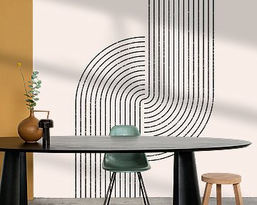 Mid-Century Abstract Arches in Black on White by Dina Dankers