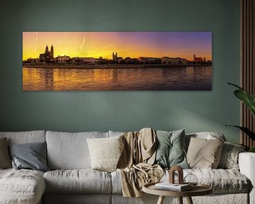Magdeburg Skyline Panorama Sonnenuntergang