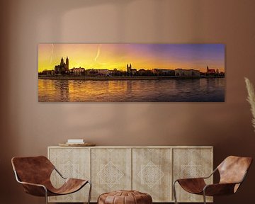 Magdeburg Skyline Panorama Sonnenuntergang