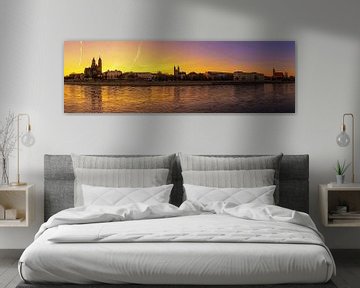 Panorama de l'horizon de Magdebourg Coucher de soleil
