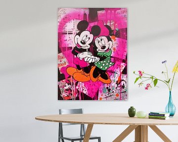 Mickey en Minnie Mouse Roze Hart van Kathleen Artist Fine Art