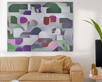 Abstract in groen rood grijs