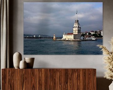 Foto van de Maiden Tower in de Bosporus, in Istanbul, Turkije. Reisfotografie. van Eyesmile Photography