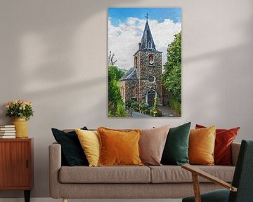 Kirche in den belgischen Ardennen (Gemälde) von Art by Jeronimo