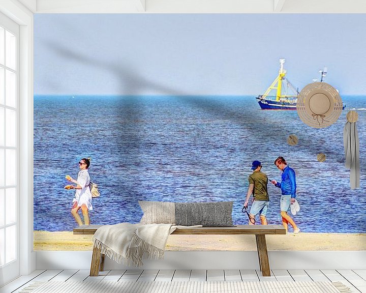 Sfeerimpressie behang: Strand Noordwijk aan Zee Nederland van Hendrik-Jan Kornelis
