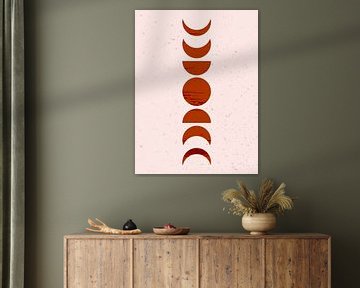 Retro inspired boho style landscape poster. Collage made of simple shapes and isolated textures in w by Dina Dankers