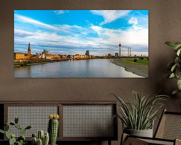 Panoramazicht op de oude stad en de Rijntoren in Düsseldorf van Dieter Walther