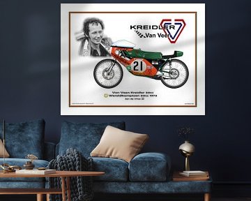 Van Veen Kreidler 50cc 1973 #21 Jan de Vries Champion du Monde sur Adam's World
