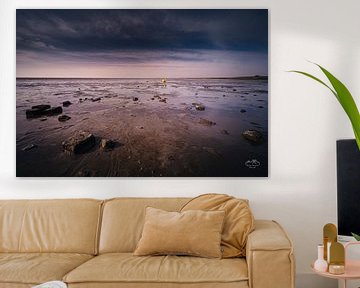 Het wad bij laag water, Ameland van Martien Hoogebeen Fotografie