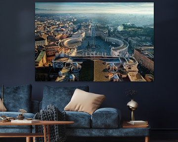Zonsopgang bij St. Pietersplein, Vaticaanstad, Rome, Italië van Sebastian Rollé - travel, nature & landscape photography