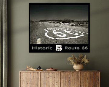 Route 66 symbool op de weg van Humphry Jacobs