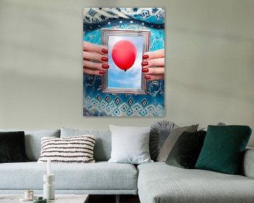 Pregnant, photo red balloon in silver frame by Peter Hermus