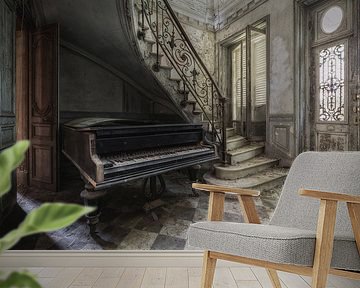Old piano in abandoned castle