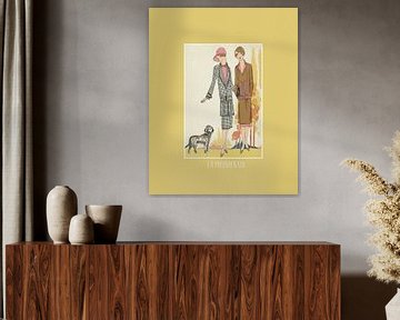 La promenade | Der Spaziergang mit dem Hund | Historischer Art Deco Mode Druck von NOONY