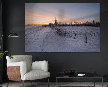 Molen in winterlandschap van Moetwil en van Dijk - Fotografie