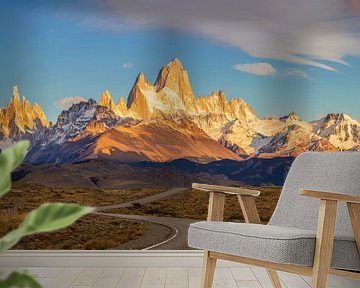 Zonsopgang op de weg naar Fitz Roy, Patagonië van Dieter Meyrl