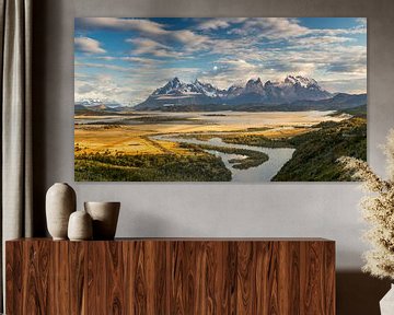 Cerro Torre mit Rio Serrano am Morgen, Nationalpark Torres del Paine, Chile von Dieter Meyrl