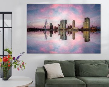 Skyline von Rotterdam Süd mit der Erasmusbrücke von Digitale Schilderijen