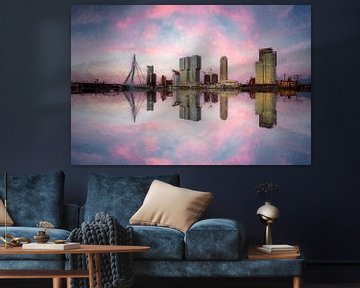 Rotterdam Suid Skyline met de Erasmusbrug van Digitale Schilderijen