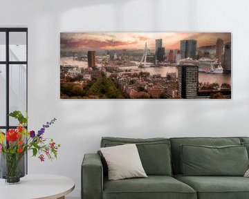 Panorama Rotterdam Skyline van Digitale Schilderijen