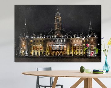 Stadhuis van Rotterdam van Digitale Schilderijen