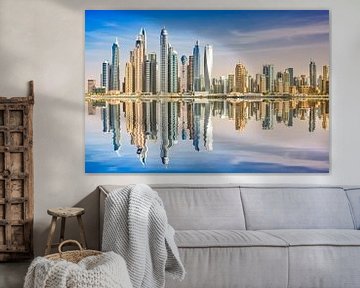 Réflexion sur le Skyline de Dubaï, Marina de Dubaï sur Dieter Meyrl